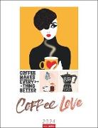 Coffee Love Kalender 2024. Kaffee-Kunst in einem Jahres-Wandkalender 2024. Ein ideales Geschenk für Dekofans mit einem Faible für Kaffee! Bildkalender 2024 mit modernen Illustrationen im Format 30 x 39 cm