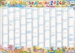 Wandplaner Wilde Mäuse 2024. Praktischer Kalender mit Überblick über das ganze Jahr. Feiertage und Kalenderwochen in einem Posterplaner mit lustigen Mauszeichnungen. 68x48 cm