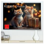 Katzen Freunde (hochwertiger Premium Wandkalender 2024 DIN A2 quer), Kunstdruck in Hochglanz