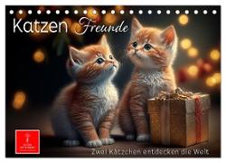 Katzen Freunde (Tischkalender 2024 DIN A5 quer), CALVENDO Monatskalender
