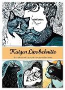 Katzen Linolschnitt - Der Kalender mit kunstvollen Porträts der Samtpfoten (Tischkalender 2024 DIN A5 hoch), CALVENDO Monatskalender