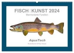 Fisch als Kunst 2024: Marmorierte Forellen (Wandkalender 2024 DIN A2 quer), CALVENDO Monatskalender