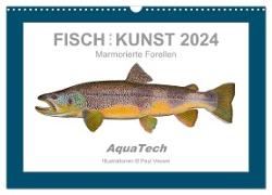 Fisch als Kunst 2024: Marmorierte Forellen (Wandkalender 2024 DIN A3 quer), CALVENDO Monatskalender