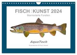 Fisch als Kunst 2024: Marmorierte Forellen (Wandkalender 2024 DIN A4 quer), CALVENDO Monatskalender