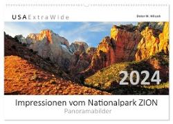 Impressionen vom Nationalpark ZION Panoramabilder (Wandkalender 2024 DIN A2 quer), CALVENDO Monatskalender