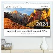 Impressionen vom Nationalpark ZION Panoramabilder (hochwertiger Premium Wandkalender 2024 DIN A2 quer), Kunstdruck in Hochglanz