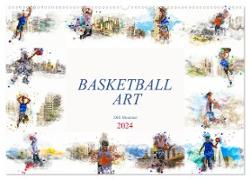 Basketball Art (Wandkalender 2024 DIN A2 quer), CALVENDO Monatskalender