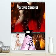 Farbige Sauerei - Digitale Fotografie und analoge Malerei (hochwertiger Premium Wandkalender 2024 DIN A2 hoch), Kunstdruck in Hochglanz