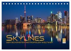 Skylines der schönsten Metropolen weltweit (Tischkalender 2024 DIN A5 quer), CALVENDO Monatskalender
