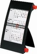 rido/idé 7038000204 3-Monatskalender Tischkalender 2024 1 Seite = 3 Monate 11 x 18,3 cm Kunststoff-Rahmen Drehknopf: rot