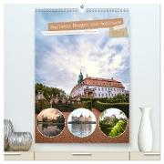 Sachsens Burgen und Schlösser mit Ortsangaben (hochwertiger Premium Wandkalender 2024 DIN A2 hoch), Kunstdruck in Hochglanz