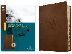 NLT Courage for Life Study Bible for Men (Leatherlike, Rustic Brown Lion, Indexed, Filament Enabled)