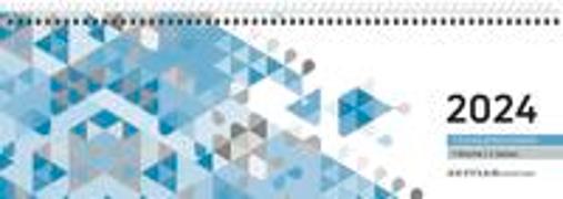 ZETTLER Tischquerkalender blau Tischkalender 2024, im Format 29,6 x 9,9 cm, Monatskalender mit Platz für Notizen, Bürokalender inkl. Jahresübersicht