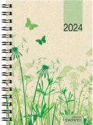 Taschenkalender Graspapier 2024 - Bürokalender 10x14 cm - 1 Woche auf 2 Seiten - robuster Kartoneinband - Wochenkalender - Notizheft - 639-0640