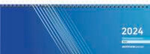 ZETTLER Tischquerkalender blau Tischkalender 2024, im Format 32 x 10,5 cm, Monatskalender mit Platz für Notizen, Bürokalender inkl. Jahresübersicht