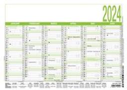 Arbeitstagekalender Recycling 2024 - A4 (29,7 x 21 cm) - 6 Monate auf 1 Seite - Blauer Engel - Tafelkalender - Plakatkalender - Jahresplaner - 907-0700