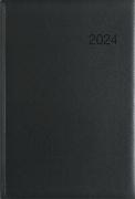 Wochenbuch schwarz 2024 - Bürokalender 14,6x21 cm - 1 Woche auf 2 Seiten - mit Eckperforation - Notizbuch - Wochenkalender - 766-0020