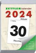 ZETTLER Tagesabreißkalender XXL 2024, im Format 9,9 x 14,3 cm, Bürokalender mit Wochenzählung und spannenden Rezepten und Räseln auf der Rückseite