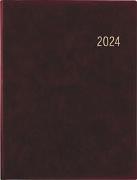 Wochenbuch bordeaux 2024 - Bürokalender 21x26,5 cm - 1 Woche auf 2 Seiten - mit Eckperforation und Fadensiegelung - Notizbuch - 739-2120