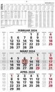 3-Monatskalender schwarz/rot 2024 - 29,7x48,8 - mit Kopftafel - Datumsschieber - 956-0000