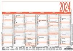 ZETTLER Arbeitstagekalender 2024, im Format A5 (21 x 14,8 cm), Halbjahresplaner mit 6 Monaten auf einer Seite, Kalender im Plakatformat