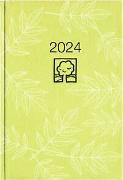Buchkalender grün 2024 - Bürokalender 14,5x21 cm - 1 Tag auf 1 Seite - Kartoneinband, Recyclingpapier - Stundeneinteilung 7 - 19 Uhr - 876-0713