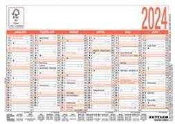 Arbeitstagekalender 2024 - A6 (14,8 x 10,5 cm) - 6 Monate auf 1 Seite - Tafelkalender - Plakatkalender - Jahresplaner - 900-0000