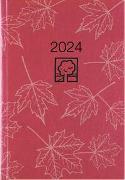 Buchkalender rot 2024 - Bürokalender 14,5x21 cm - 1 Tag auf 1 Seite - Kartoneinband, Recyclingpapier - Stundeneinteilung 7 - 19 Uhr - 876-0711