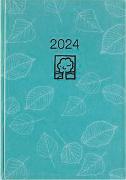 Taschenkalender türkis 2024 - Bürokalender 10,2x14,2 - 1 Tag auf 1 Seite - robuster Kartoneinband - Stundeneinteilung 7-19 Uhr - Blauer Engel - 610-0721