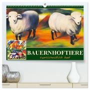 Bauernhoftiere, expressionistisch bunt (hochwertiger Premium Wandkalender 2024 DIN A2 quer), Kunstdruck in Hochglanz