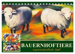 Bauernhoftiere, expressionistisch bunt (Tischkalender 2024 DIN A5 quer), CALVENDO Monatskalender