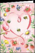 Doppelkarte. Bienen, Blumen, Herz