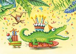 Postkarte. Geburtstags Krokodil