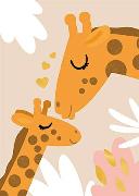 Postkarte. große und kleine Giraffe
