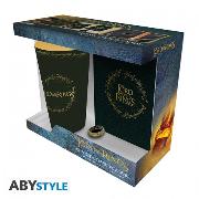 LORD OF THE RINGS - Glas XXL + Pin's + Notizbuch "Anneau"