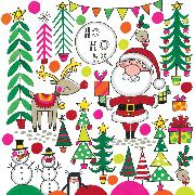 Puzzle-Karte. Santa, Reindeer & Trees
