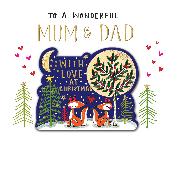 Doppelkarte. Juniper - Wonderful Mum & Dad/Foxes