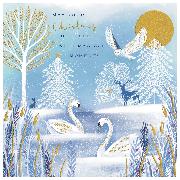 Doppelkarte. Wild Winter - Christmas/Snowy Animals Scene