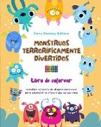 Monstruos terroríficamente divertidos | Libro de colorear | Escenas creativas de monstruos para niños de 3 a 10 años
