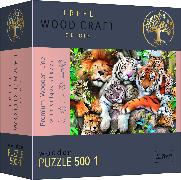 Holz Puzzle 500+1 - Wildkatzen im Dschungel