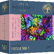 Holz Puzzle 500+1 - Bunter Welpe