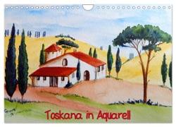 Toskana in Aquarell (Wandkalender 2024 DIN A4 quer), CALVENDO Monatskalender
