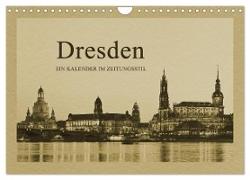 Dresden - Ein Kalender im Zeitungsstil (Wandkalender 2024 DIN A4 quer), CALVENDO Monatskalender