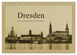 Dresden - Ein Kalender im Zeitungsstil (Tischkalender 2024 DIN A5 quer), CALVENDO Monatskalender