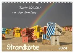 Strandkörbe ¿ bunte Vielfalt an der Nordsee (Wandkalender 2024 DIN A3 quer), CALVENDO Monatskalender