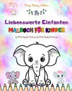 Liebenswerte Elefanten | Malbuch für Kinder | Niedliche Szenen von liebenswerten Elefanten und ihren Freunden