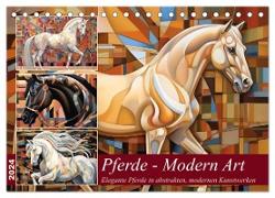 Pferde - Modern Art (Tischkalender 2024 DIN A5 quer), CALVENDO Monatskalender