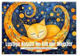 Lustige Katzen im Stil der Meister (Wandkalender 2024 DIN A3 quer), CALVENDO Monatskalender