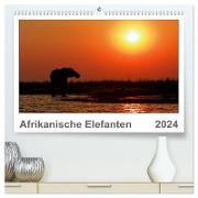 Afrikanische Elefanten (hochwertiger Premium Wandkalender 2024 DIN A2 quer), Kunstdruck in Hochglanz