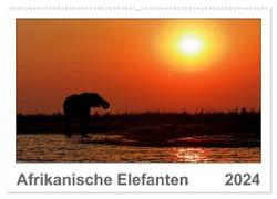 Afrikanische Elefanten (Wandkalender 2024 DIN A2 quer), CALVENDO Monatskalender